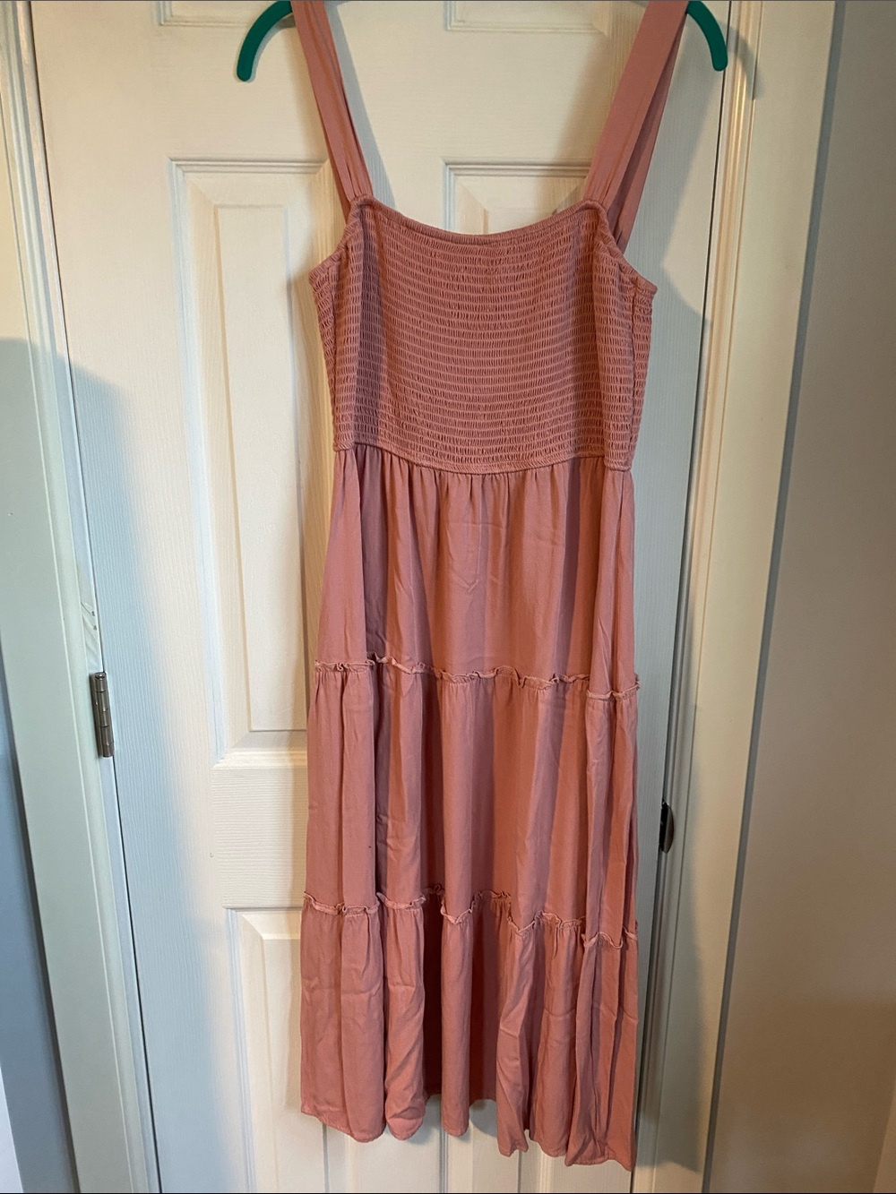 Smocked Tiered Maxi Dress in Dusty Rose